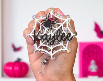 Halloween Badge Reel | Spider Web Badge Reel | Fall Badge Reel | Teacher Badge Reel | Nurse Badge Reel | Cute Halloween Badge Reel Gift