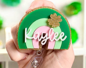 St. Patrick's Day Badge Reel | Rainbow Badge Reel | Teacher Badge Reel | Nurse Badge Reel | Clover Badge Reel Gift | Spring Badge Reel