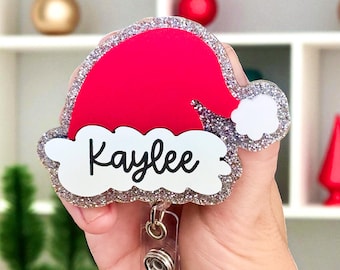 Christmas Badge Reel | Santa Hat Badge Reel | Winter Badge Reel | Teacher Badge Reel | Nurse Badge Reel | Cute Christmas Badge Reel Gift