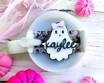 Halloween Tumbler Topper, Fall Name Plate, Spooky Glitter Tumbler Topper, Fits 40 and 30oz H2.0, Acrylic Topper, Cute Topper