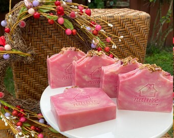 Wild Rose Body Bar - Handmade Natural Soap with Olive Oil and Vitamin E - Ethically Sourced, No Animal Fats