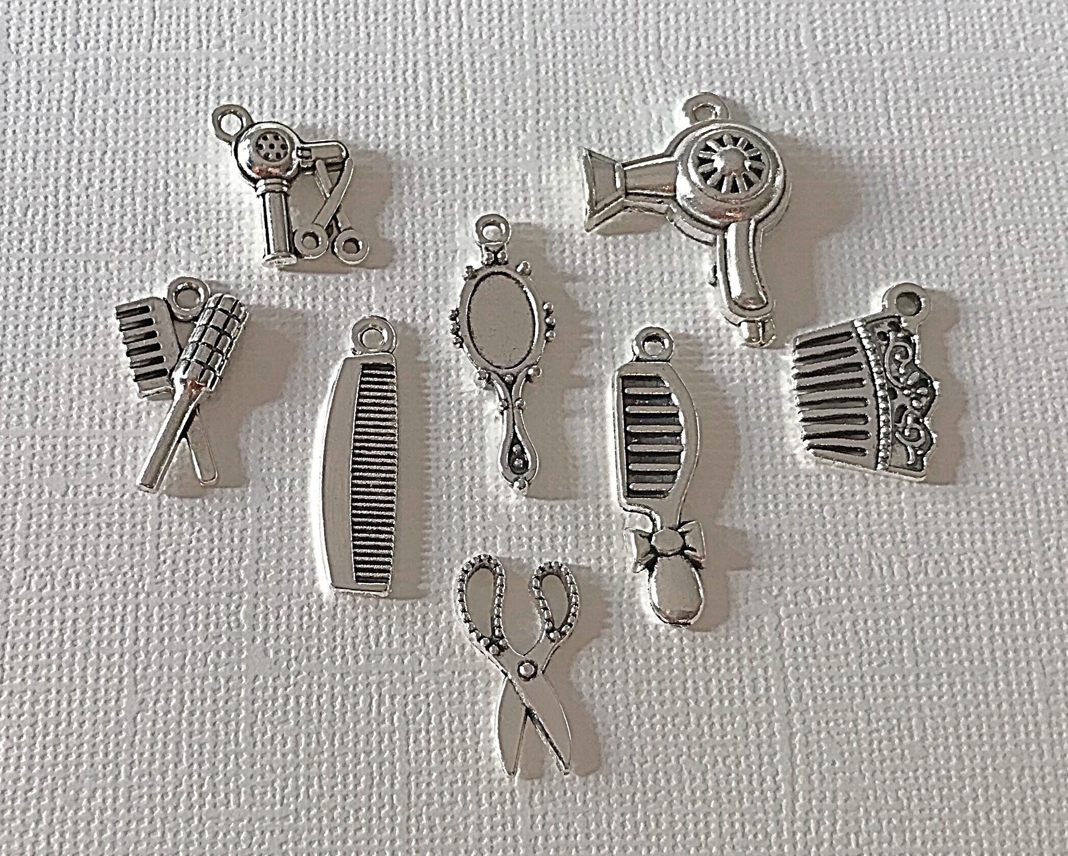 8pcs Hair Stylist Charms Collection Antique Silver Tone. Etsy