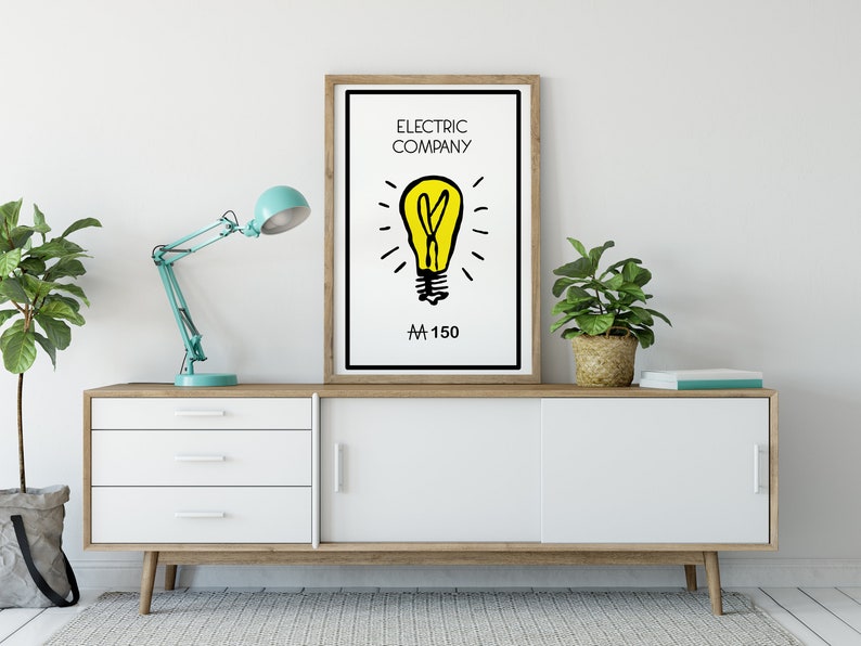 Monopoly Electric Company Board Game Monopoly Art Etsy