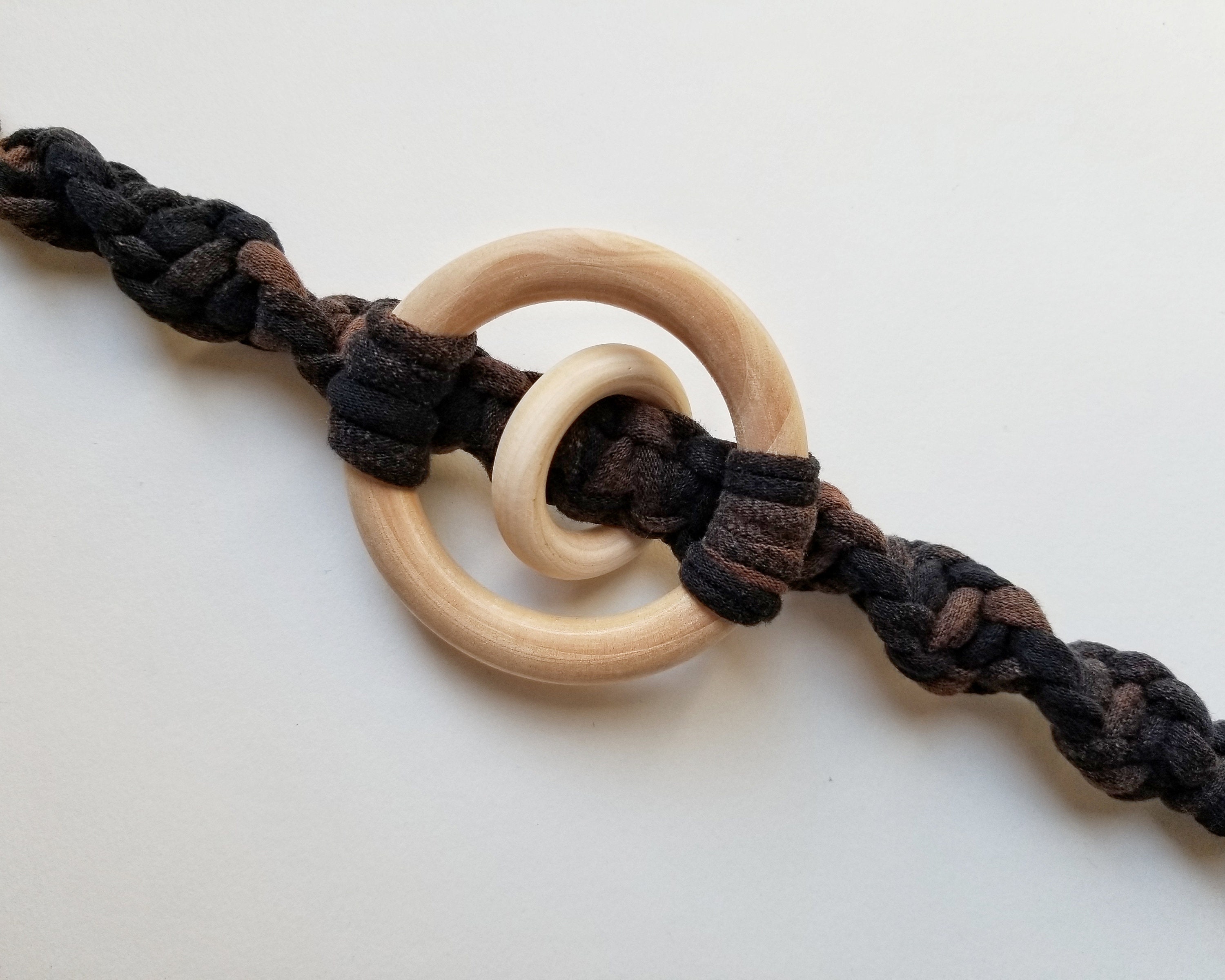 Macramé Wooden Teether & Macramé Pacifier Clip Set Black Etsy UK