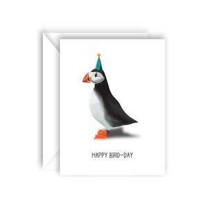 Carte d'anniversaire drôle de macareux punny pour un ami avec du blanc à l'intérieur