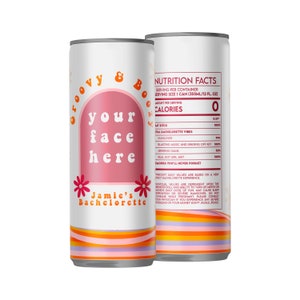 Groovy and Boozy Bachelorette, Retro Seltzer Sticker, Custom Skinny Seltzer Label, Dazed and Engaged, Party Favor