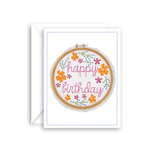 Blumenstickerei alles Gute zum Geburtstag Karte für Sie mit leerer Innenseite