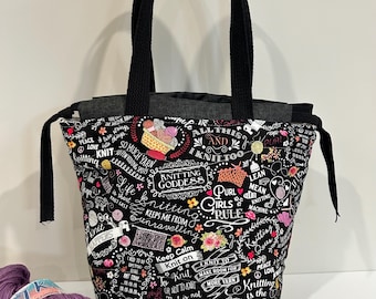 Knitting Bag Project Bag Knitting Sack Crochet Bag Sock Knitting Bag Shawl Knitting Bag