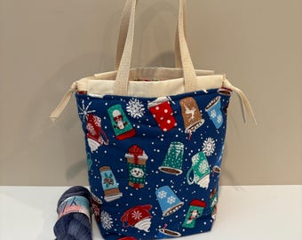 Knitting Bag Project Bag Crochet Bag Sock Knitting Bag Shawl Knitting Bag in Flannel