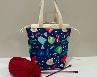 Knitting Bag Project Bag Knitting Sack Crochet Bag Sock Knitting Bag Shawl Knitting Bag