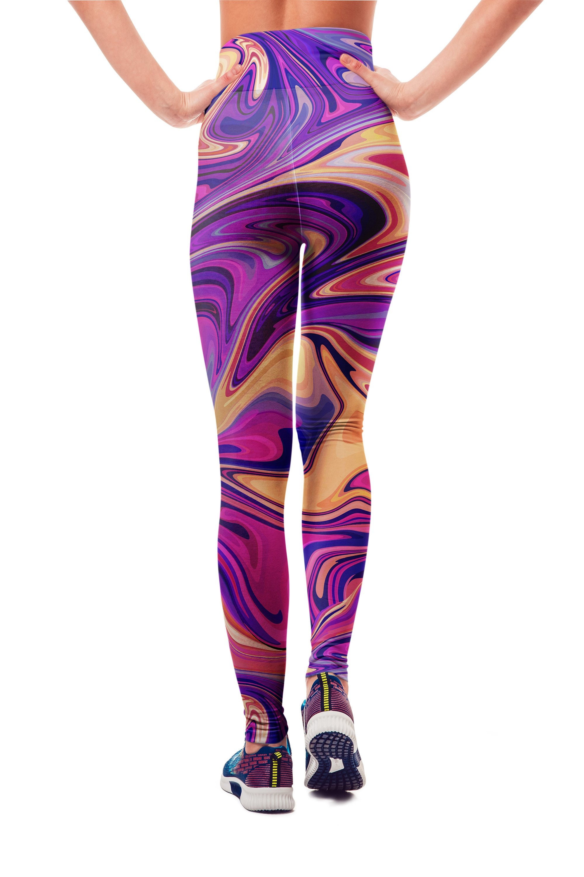 Magenta Tides Athleisure Unisex Leggings for Climbing Peloton