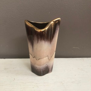 Vintage Jasba Keramik West German Vase, Small, Mid Century MCM, Ceramic Pottery, Organic Shape, Asymmetrical, Gradient, Drip Glaze, Retro