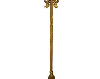 Vintage Solid Brass Bow and Tassel Wall Hanger | Hollywood Regency Decorative Picture & Plate Display Rack | Grandmillennial Brass Ribbon