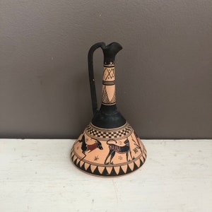 Vintage Ancient Greek Oinochoe, Corinthian Replica, 600 BC, Greece, Vase, Signed, Antiquity
