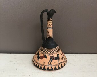 Vintage Ancient Greek Oinochoe, Corinthian Replica, 600 BC, Greece, Vase, Signed, Antiquity