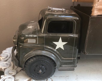 Vintage 1950s US Army Toy Truck With Canvas, Carrier Transport