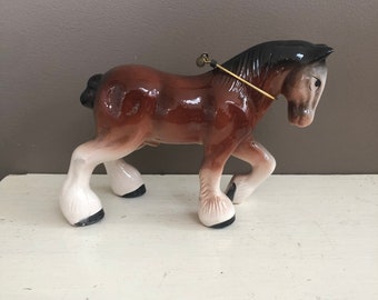 Vintage Ceramic Clydesdale Horse Sculpture, Shire Horse Figurine, Horse Lover Gift