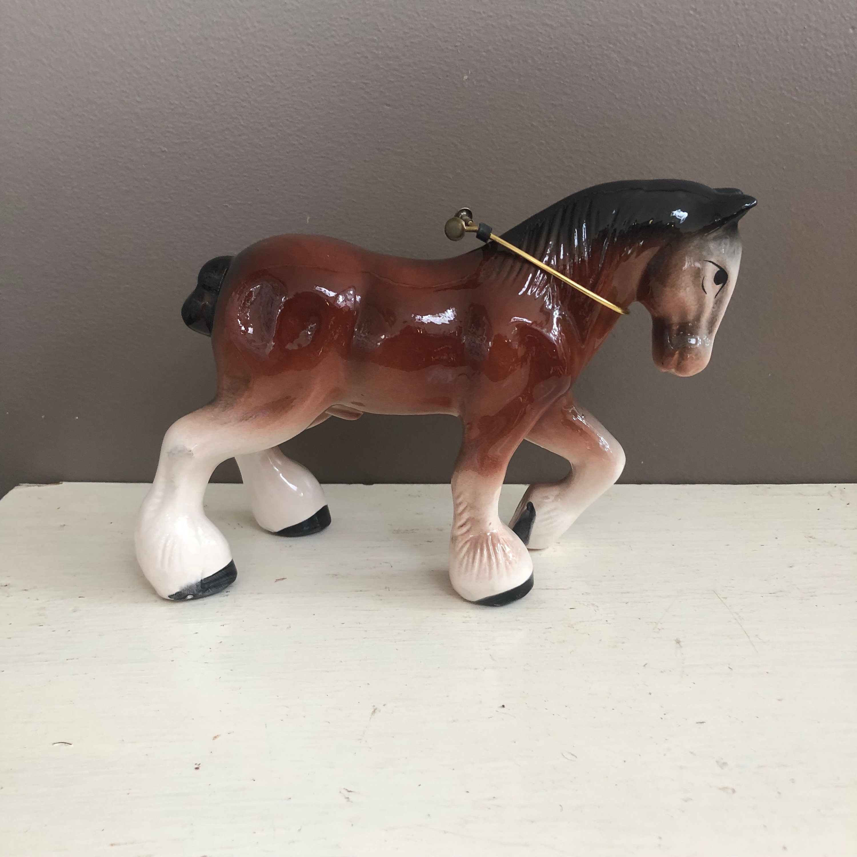 Vintage Ceramic Clydesdale Horse Sculpture, Shire Horse
