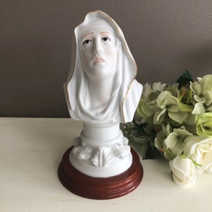 Vintage Our Lady of Sorrows Sculpture, Statue, Bisque, Mother Mary, Blessed Virgin Mary, Catholic Art