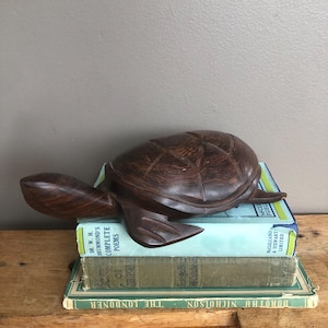 Vintage Turtle Sculpture, Ironwood, MCM Wood Carving, Hand Carved, Boho, Nature Decor
