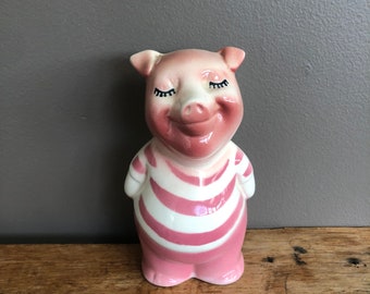 Vintage Royal Copley England Smiling Pig Piggy Bank, Kitsch, Collectible, Gag Gift