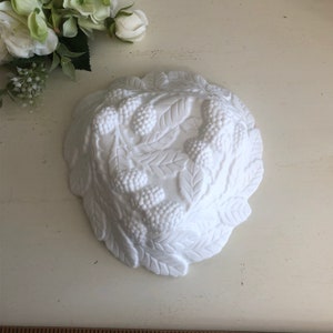 Vintage Indiana Glass Milk Glass Berry Design Bowl, Trinket Dish, Collectible Glass