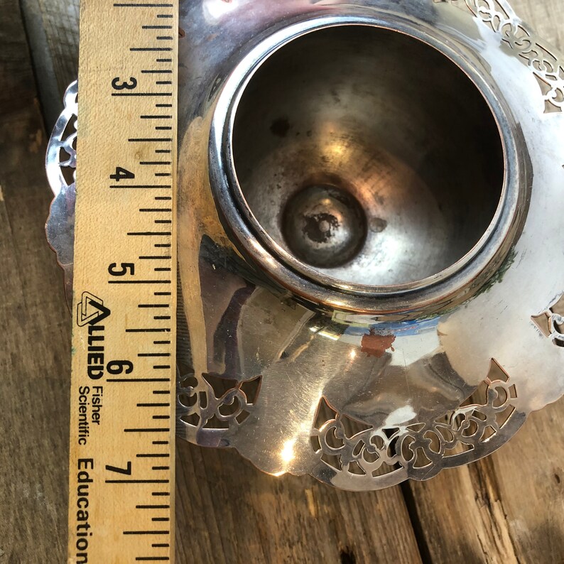 Vintage Silver Vase, Ornate Footed Centrepiece, Flower Frog, Base, Victorian Decor image 9
