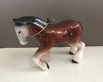 Vintage Ceramic Clydesdale Horse Sculpture, Shire Horse