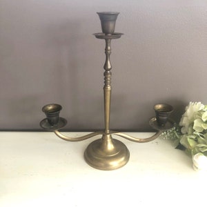 Vintage Brass Candleholders, Centerpiece, Candelabra, 3 Candlestick Holders, Ornate, Hollywood Regency, French Country, Farmhouse