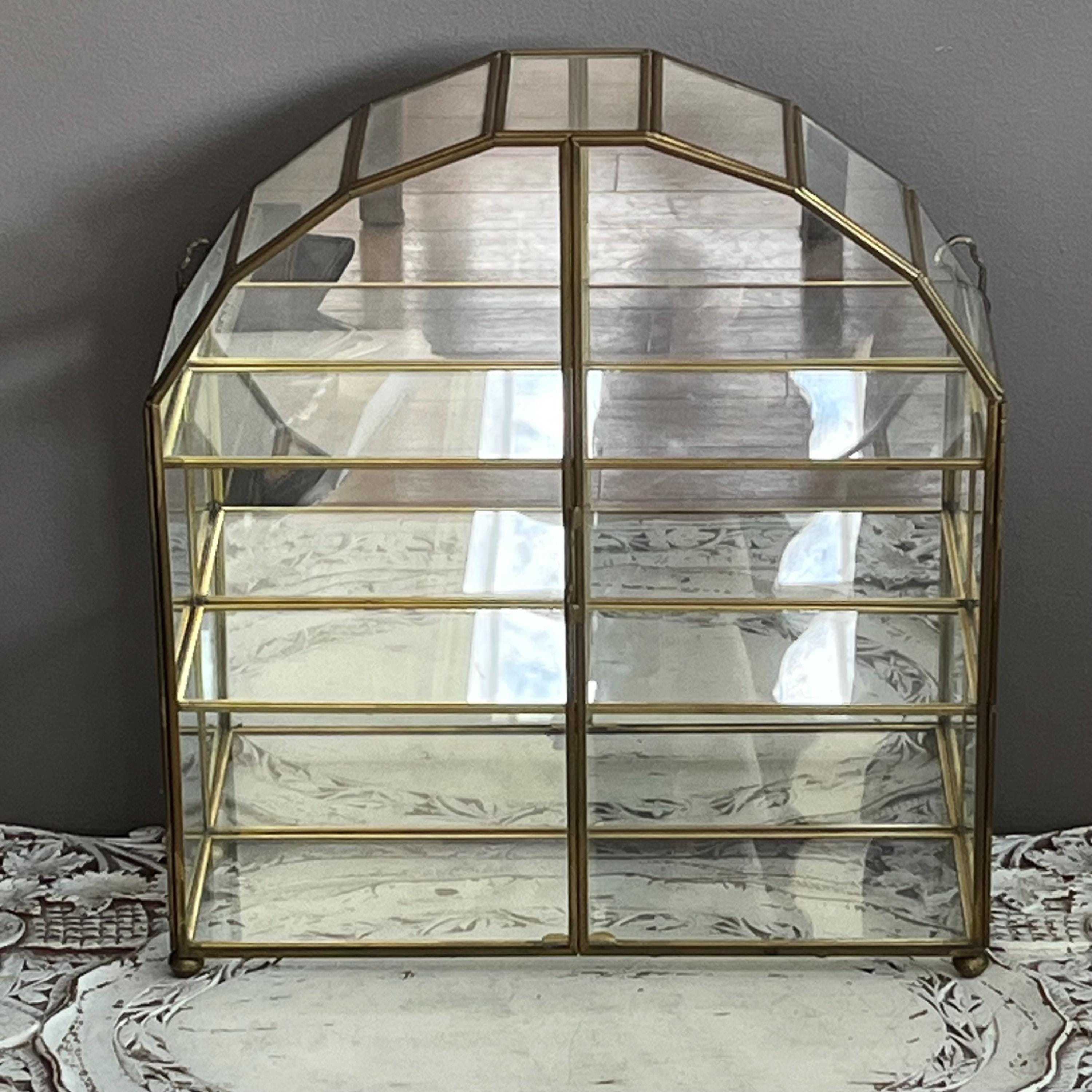 Vintage Brass Glass Shelves Display - Etsy