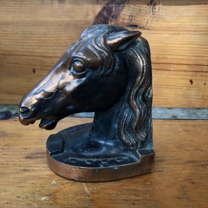 Vintage Copper Horse Head Sculpture/ Bookend, Mid Century, Farmhouse Decor