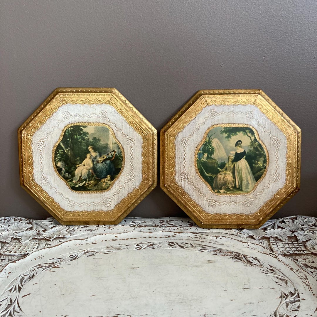 Vintage Florentine Wall Plaques, Set of Two, Gold Gilt, Wall Hangings ...