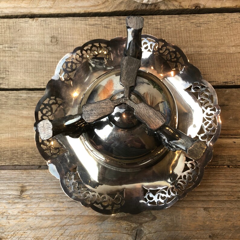 Vintage Silver Vase, Ornate Footed Centrepiece, Flower Frog, Base, Victorian Decor image 6