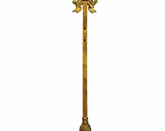Vintage Solid Brass Bow and Tassel Wall Hanger | Hollywood Regency Decorative Picture & Plate Display Rack | Grandmillennial Brass Ribbon