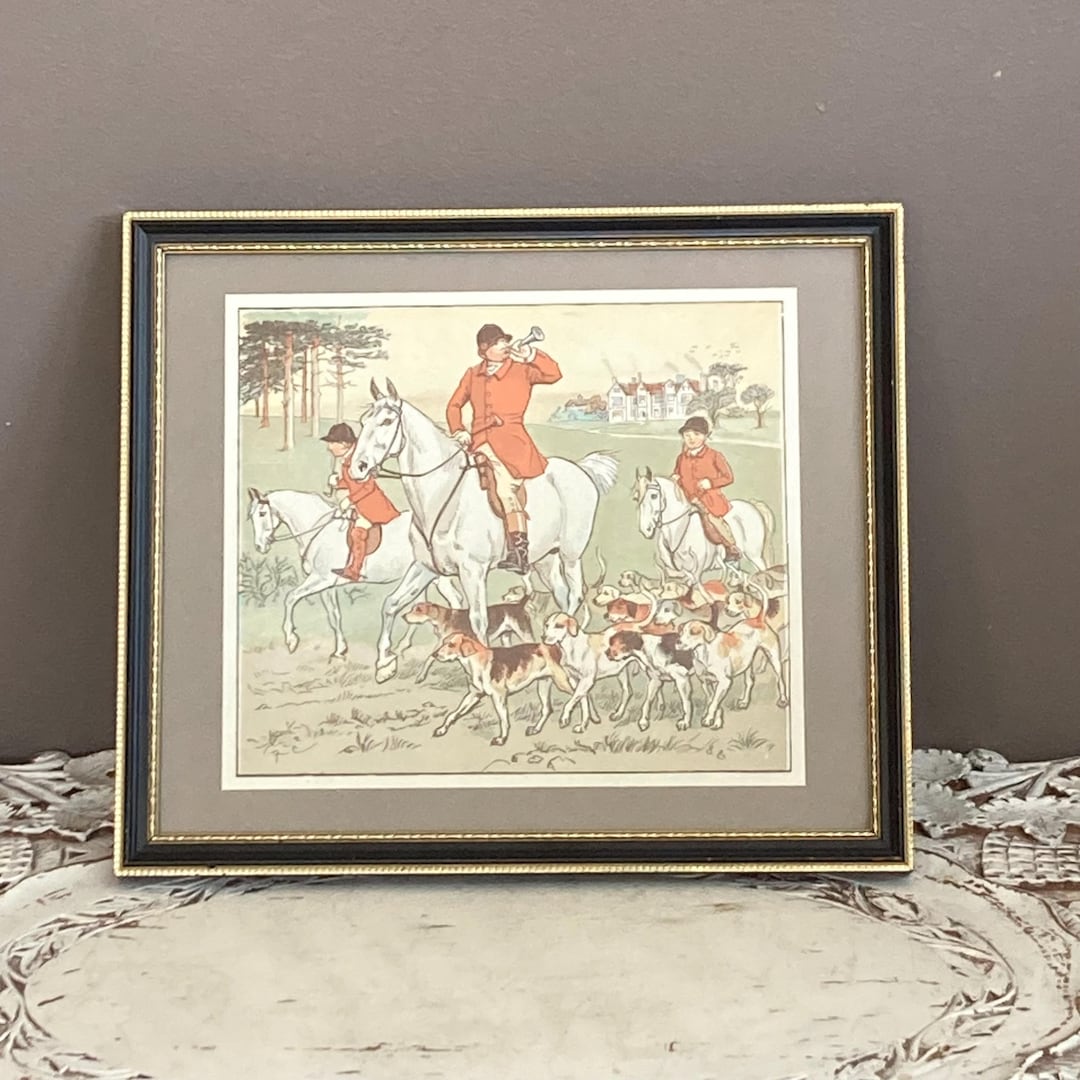 Antique Victorian English Fox Hunting Print Framed, Equestrian Art ...