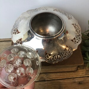 Vintage Silver Vase, Ornate Footed Centrepiece, Flower Frog, Base, Victorian Decor image 4