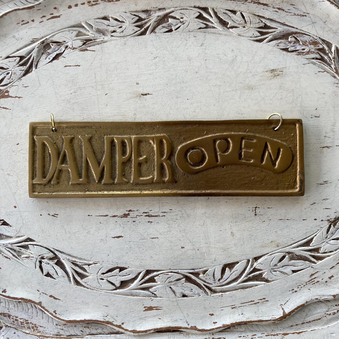 Vintage Brass Damper Open / Closed Sign for Woodstove, Gift for Him ...