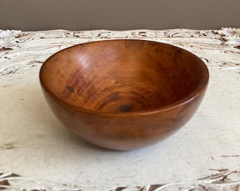 Vintage Small Teak Wood Hand Turned Bowl - Scandinavian Style - Catch All Dish, MCM Retro Mid Century