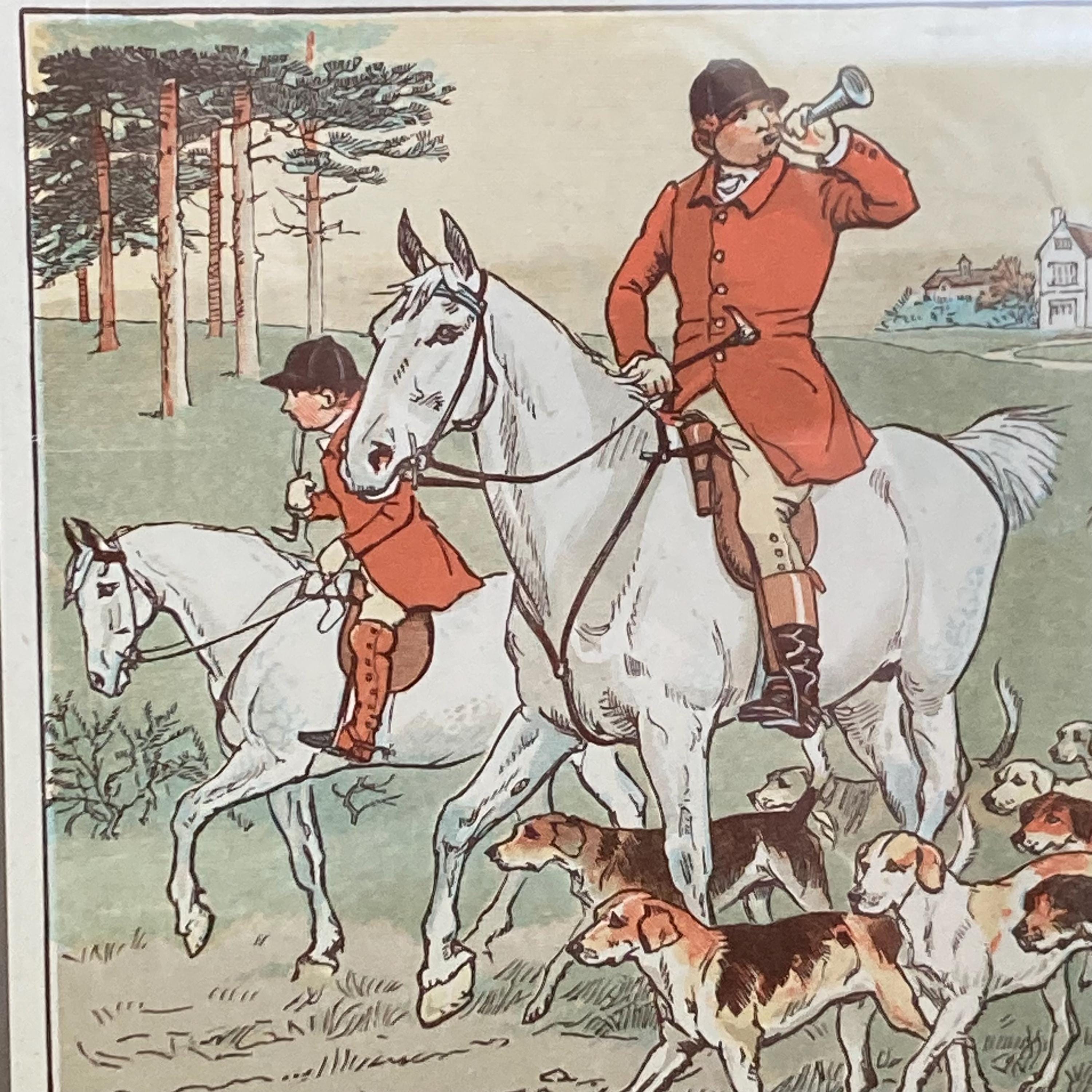 Huntsman Fox Antique Victorian English Fox Hunting Print Framed, Equestrian Art ...