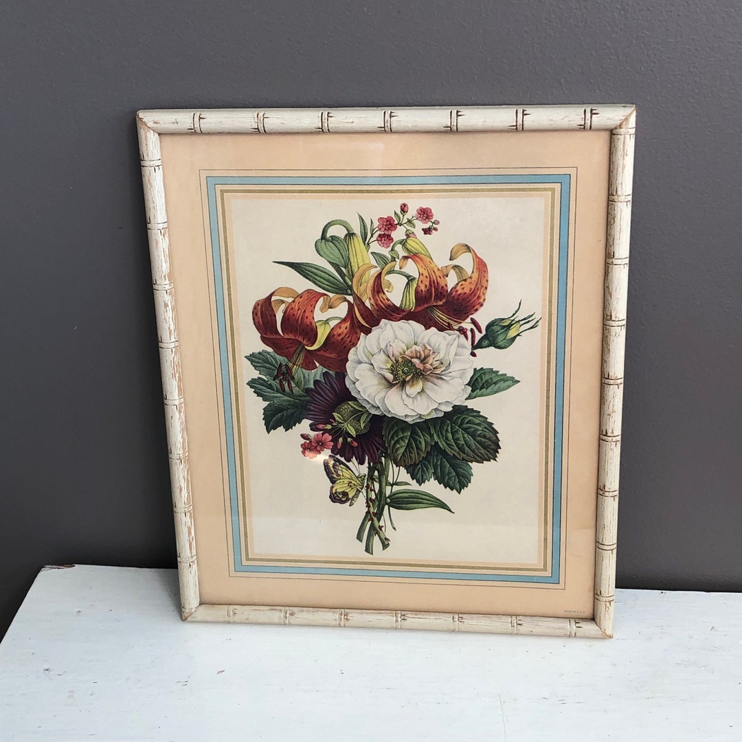 Vintage Framed Floral Art Print / 1950s Botanical Wall Art Etsy