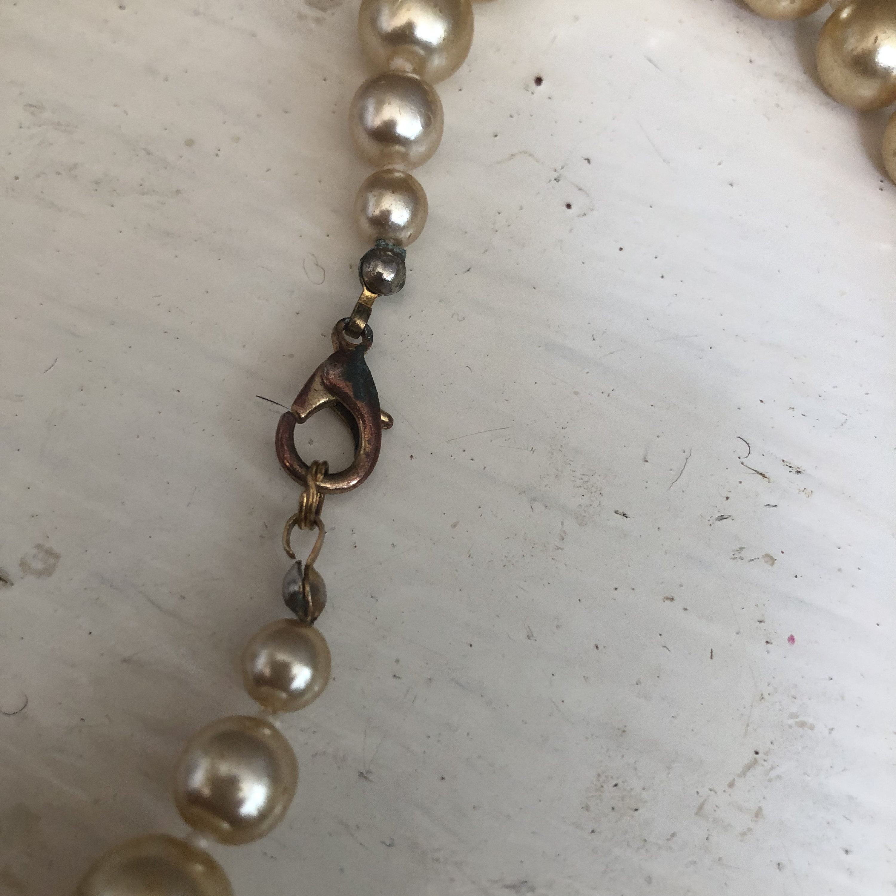 Vintage Pearl and Black Bead Necklace, Old Hollywood Glamour