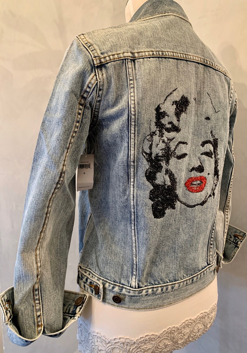 Marilyn Monroe Custom Embroidered Denim Jacket - Etsy
