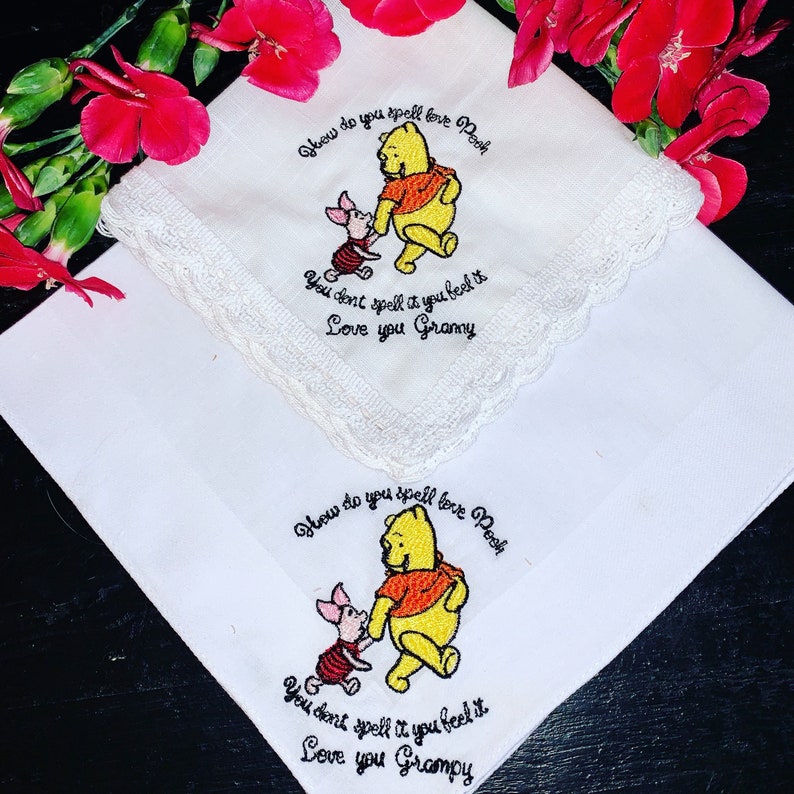 Winnie the Pooh Custom Embroidered Handkerchief