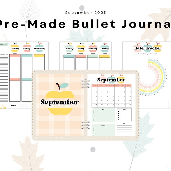 Pre-Made Bullet Journal September 2023| Premade BUJO | 2023 planner ipad | Digital Bullet Journal