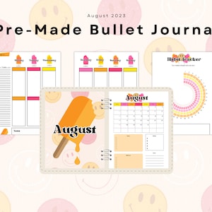 Pre-Made Bullet Journal August 2023 | Habit Tracking | Bullet Journal 2023 | BUJO Premade | Digital Bullet Journal | 2023 planner ipad