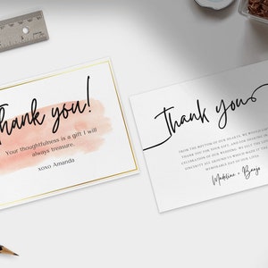 Bewerkbare bedankkaarten, verjaardag, bruiloft, cadeau, canva-sjabloon, afdrukbaar