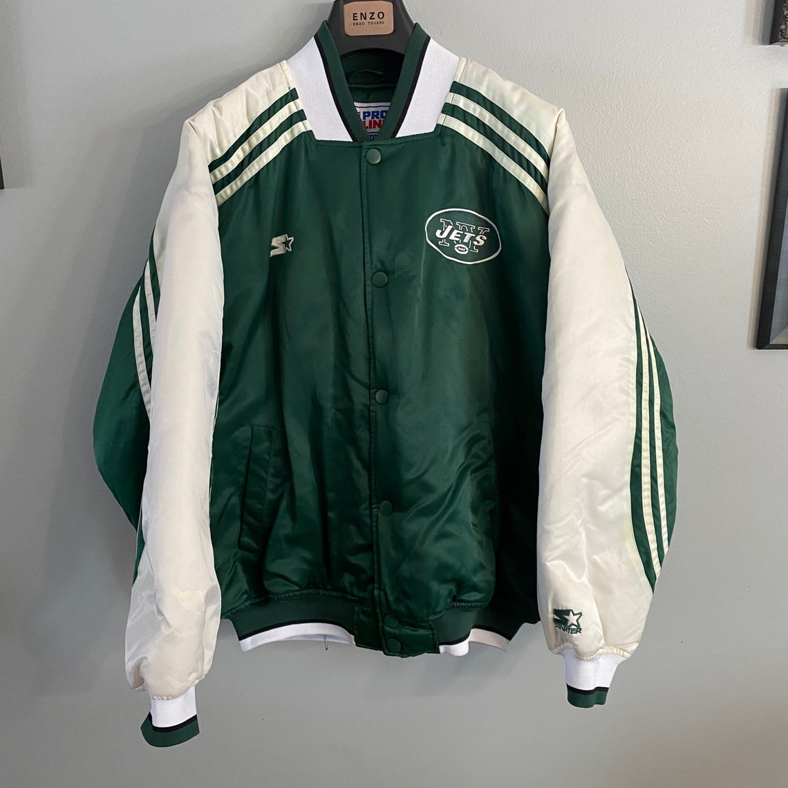 Vintage New York jets starter jacket L satin puffer Etsy