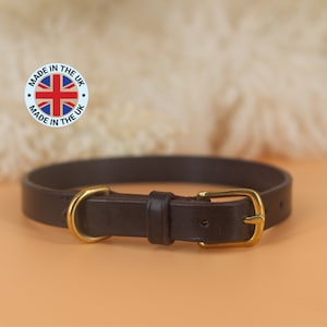 Leather Dog Collars, Brown Leather Dog Collar, Traditional Leather Dog Collar, Bridle Leather Dog Collar, Flat Collar
