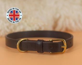 Leather Dog Collars, Brown Leather Dog Collar, Traditional Leather Dog Collar, Bridle Leather Dog Collar, Flat Collar