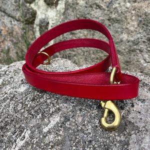 Red Bridle Leather Dog Lead: Luxury Strong Dog Leash